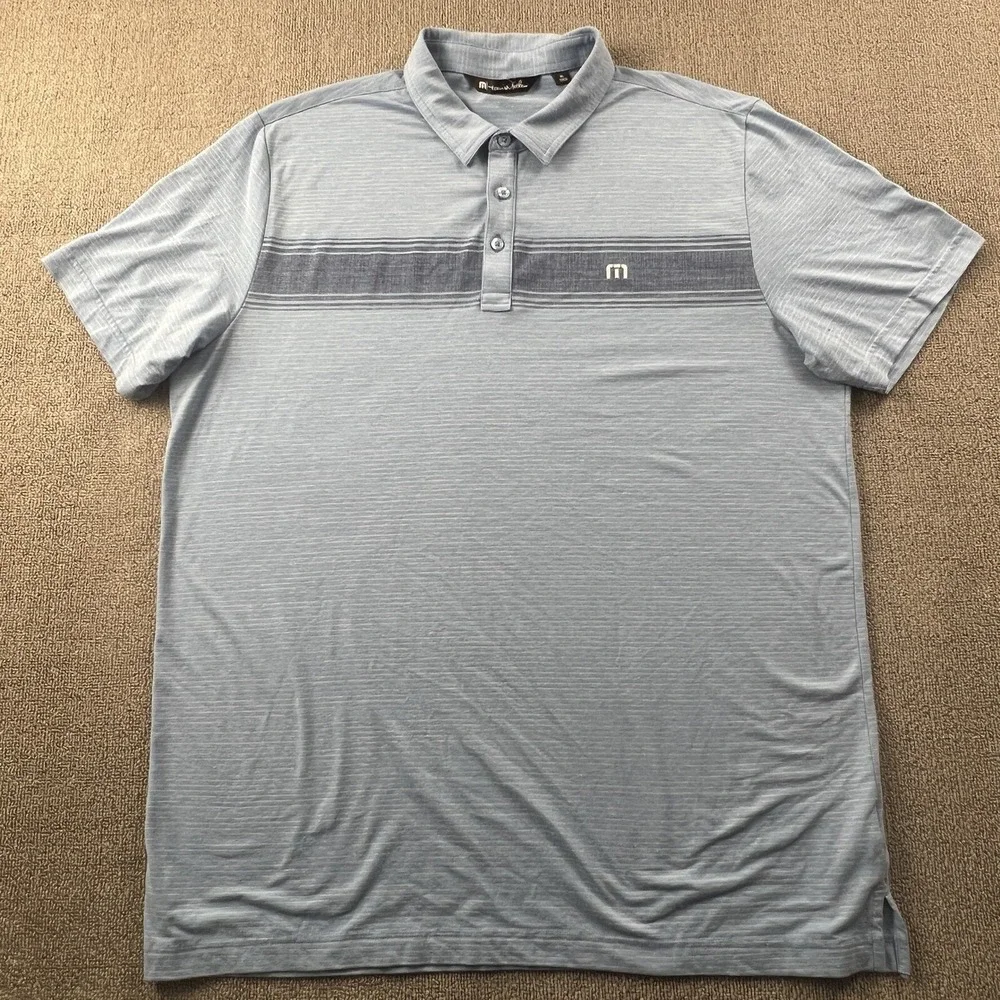 Travis Mathew Polo Shirt Extra Large Blue Short Sleeve Golfing Casual Mens